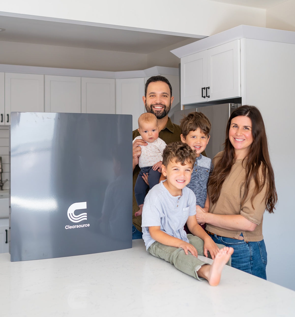 Family with whole-home water filtration